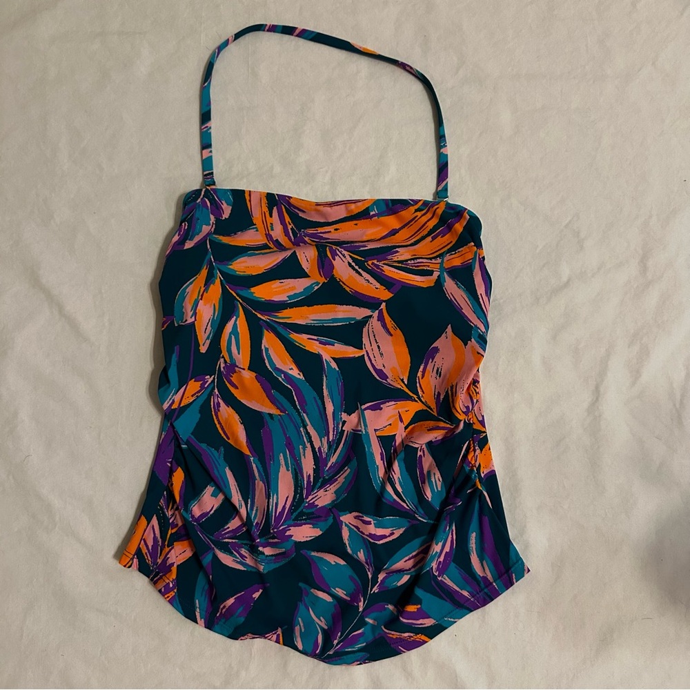 Women’s Cupshe NWT Swim Top Size M Floral Palm Removable Strap Padded Multicolor